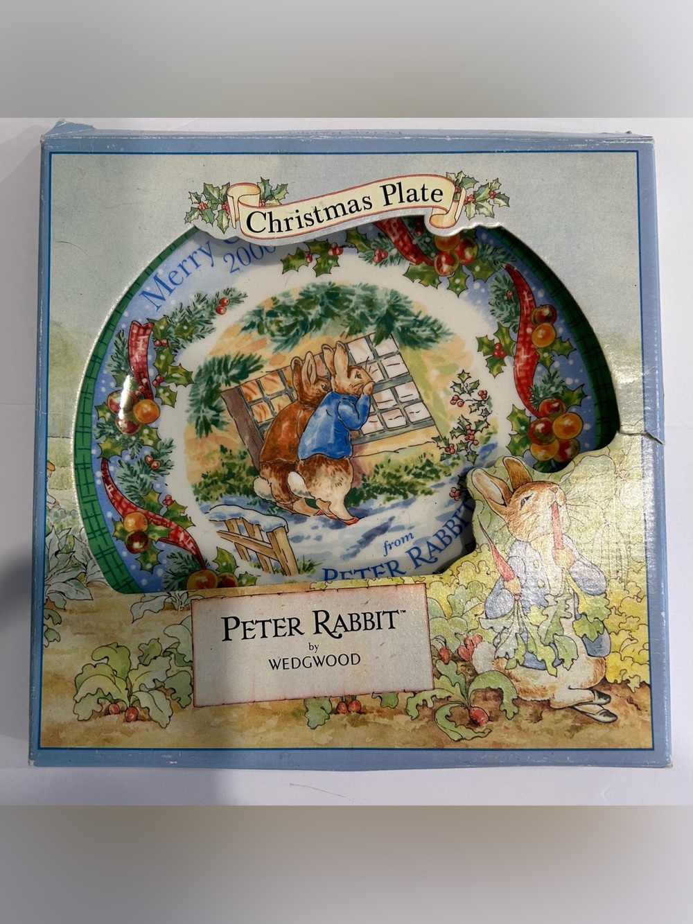 2000 Wedgwood Peter Rabbit Christmas Plate In Box Holiday